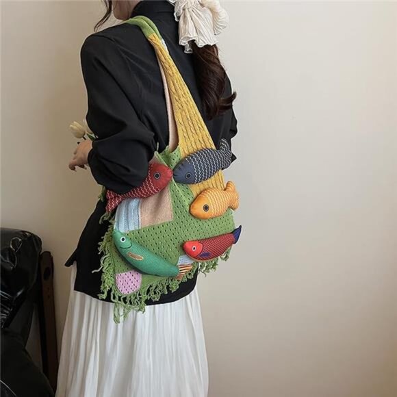 KAWAII Super Cute Funny FISH TOTE BAG Novelty HANDBAG UNIQUE Purse GIFT IDEA - Picture 3 of 7